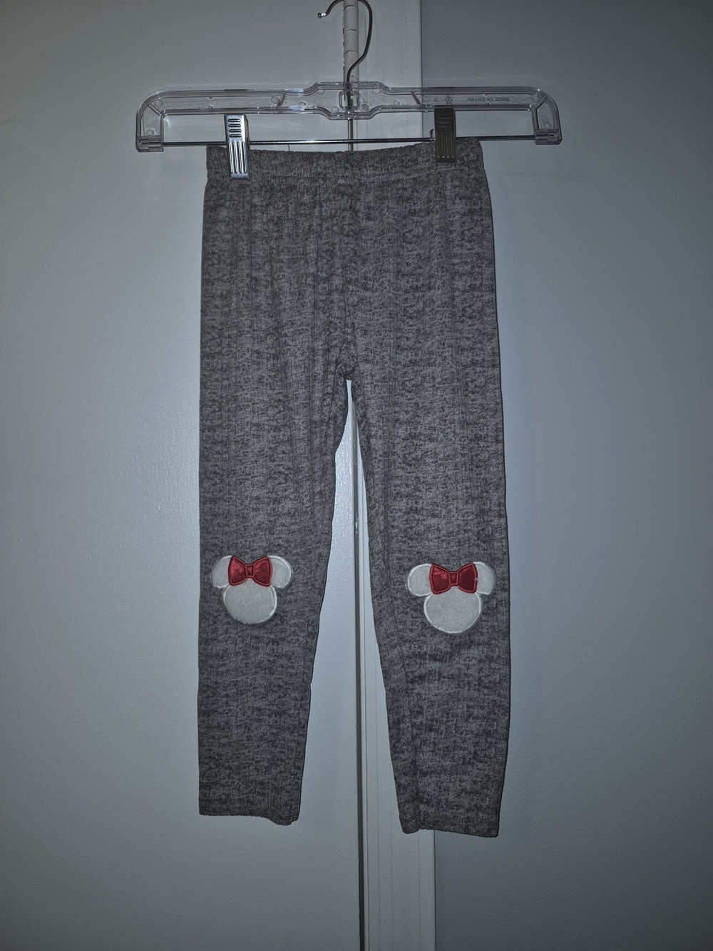 Disney Jr Minnie Gray Girls' Leggings with Minnie Bow Knee Patches Size 5